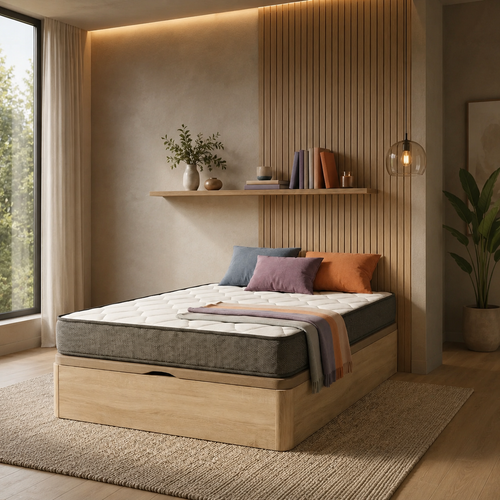 Pack Dormitorio CONFORT 21/25cm · Colchón Viscoelástico + Canapé Abatible