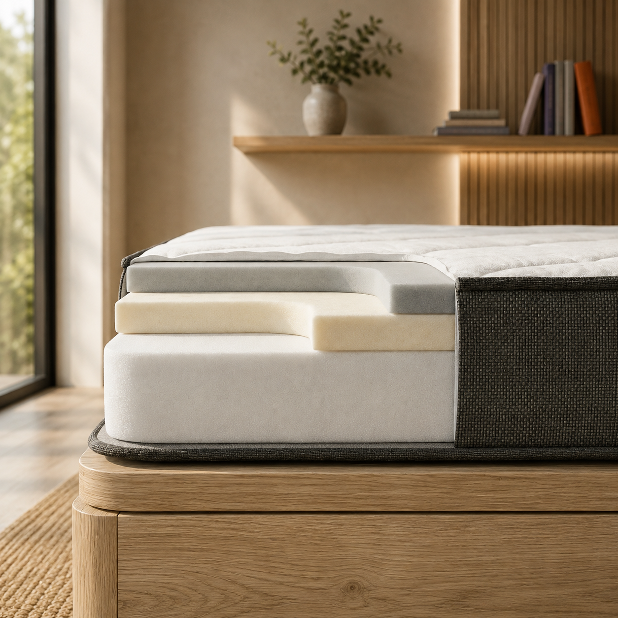 Pack Dormitorio CONFORT 21/25cm · Colchón Viscoelástico + Canapé Abatible