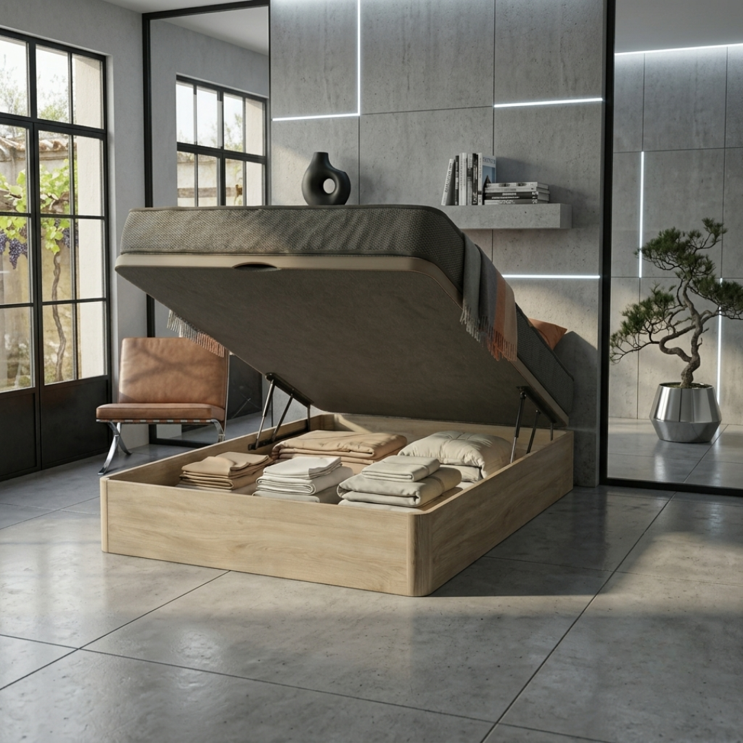 Pack Dormitorio CONFORT 21/25cm · Colchón Viscoelástico + Canapé Abatible