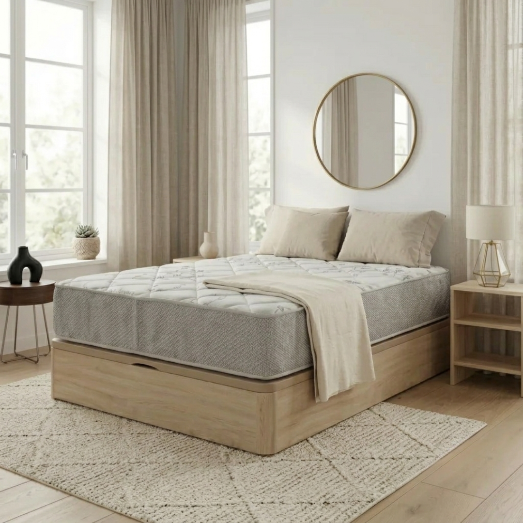 Pack Dormitorio NEXO 28cm · Colchón Núcleo HR + Canapé Abatible