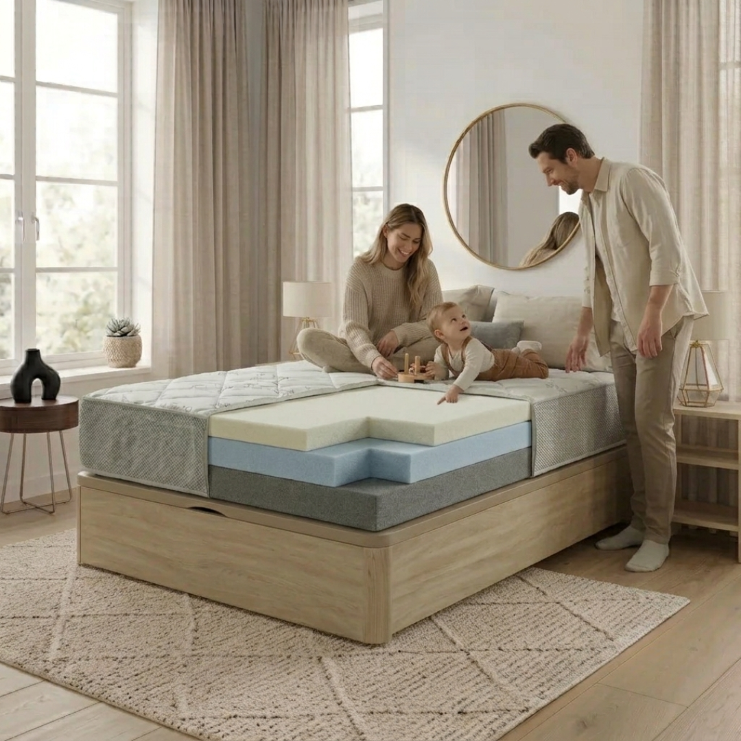 Pack Dormitorio NEXO 28cm · Colchón Núcleo HR + Canapé Abatible
