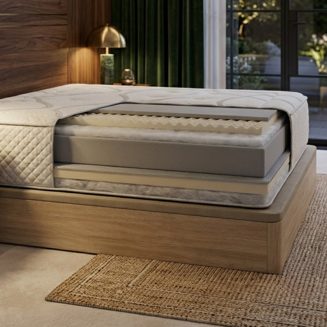 Pack Dormitorio AURA 30cm · Colchón Doble Capa Visco + Canapé Reforzado
