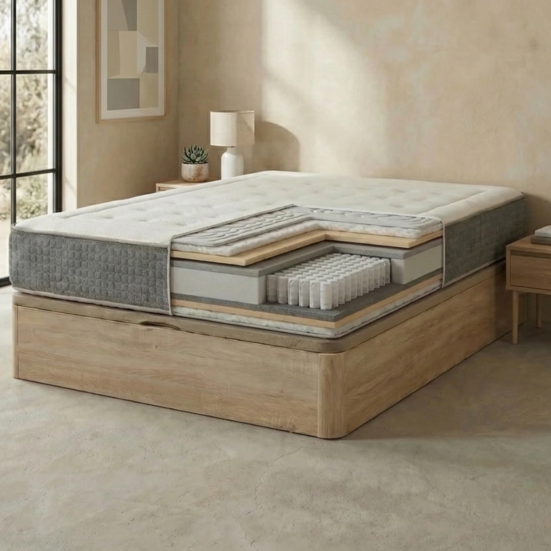 Pack Dormitorio ORTOPÉDICO 28cm · Colchón Muelles Ensacados + Canapé